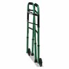 Dmi Two-Button Release Folding Walker w/ Wheels, Adjusts 32 in. to 38 in., 250 lb Capacity, Green/Green Ice 802-1045-1200